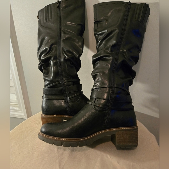 White Mountain Women's Black Burn Smooth Crammers Knee-High Boots Shoe Size 9 - Picture 8 of 9